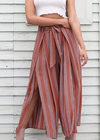 Boho Loose striped Pants with side slit