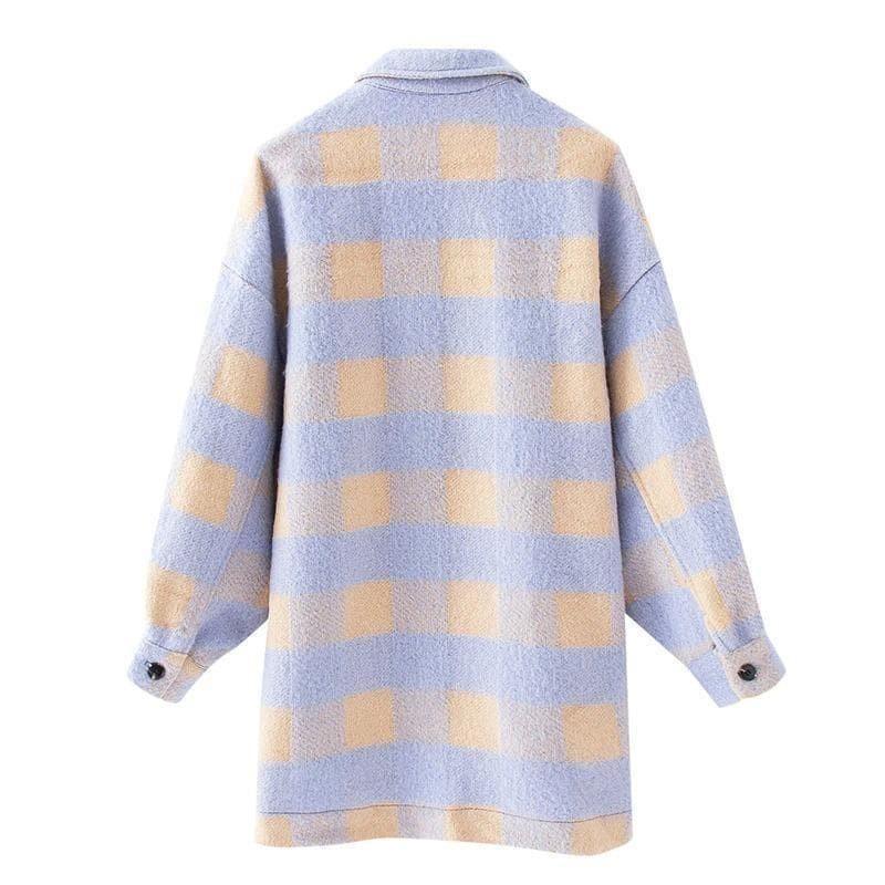 Boho Plaid Overshirt in Beige / Lavender