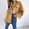 Boho Plaid Shirt Jacket in Yellow / Grey