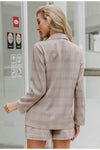 Boho Plaid Suit (Blazer + Short) in Taupe