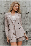 Boho Plaid Suit (Blazer + Short) in Taupe