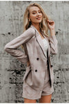 Boho Plaid Suit (Blazer + Short) in Taupe