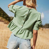 Boho Pleated Green Blouse