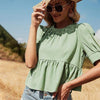 Boho Pleated Green Blouse