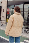 Boho Quilted Coat with Inner Fleece in Beige