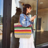 Boho Rainbow Beach Tote Bag