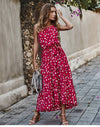 Boho Red Long Spotted Dress