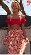 Boho Romantic Red Crop Top