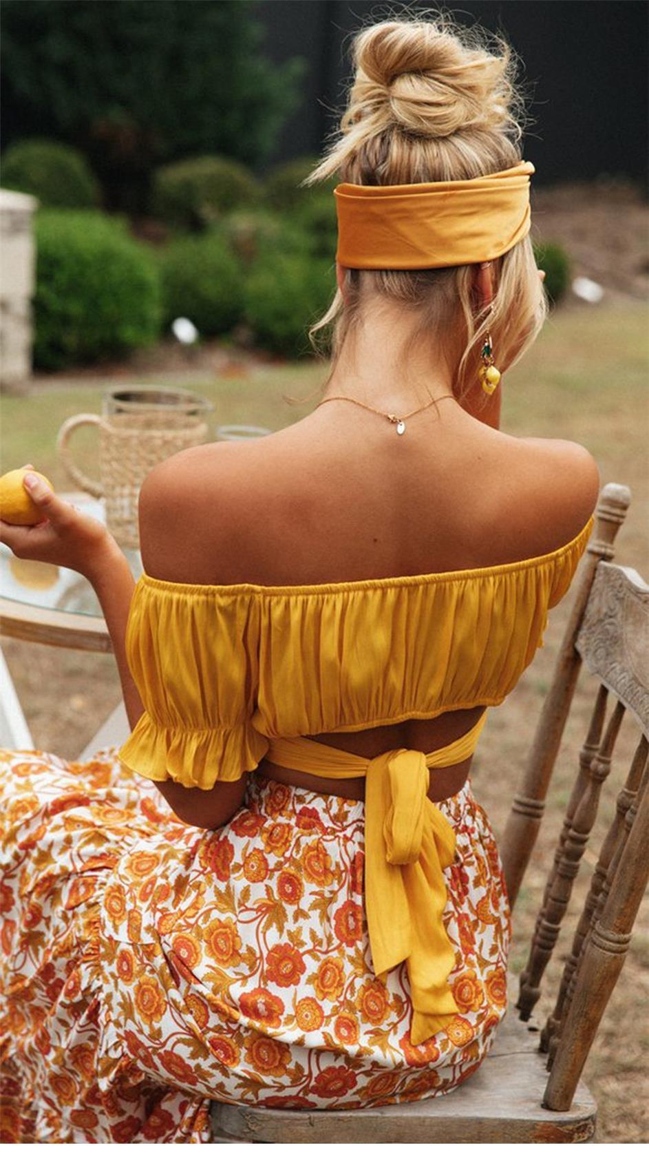 Boho Romantic Yellow Crop Top