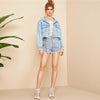 Boho Short Light Wash Denim Jacket