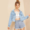 Boho Short Light Wash Denim Jacket