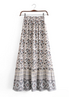 Boho maxi skirts with pattern, pompom cord