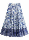 Boho Long flared Skirt blue pattern