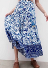 Boho Long flared Skirt blue pattern