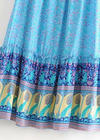 Boho maxi Skirt in Blue Peacock floral patterned