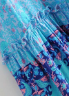 Boho maxi Skirt in Blue Peacock floral patterned