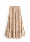 Boho Long brown skirt with floral pattern