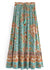 Boho Maxi skirt green floral pattern orange