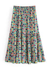 Boho maxi skirt in flower Camila in green