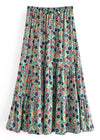 Boho maxi skirt in flower Camila in green