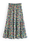 Boho maxi skirt in flower Camila in green