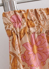 Boho Orange maxi Skirt with pink floral pattern