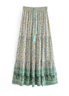 Boho maxi Skirt Esme Flower  in green with yellow and purple tones