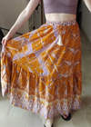 Boho ruffled maxi Skirt in yellow orange with floral print