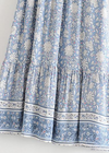 Boho Long flared Skirt blue floral white patterned