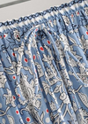 Boho Long flared Skirt blue floral white patterned