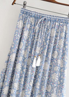 Boho Long flared Skirt blue floral white patterned