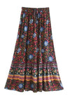 Boho mid-length Slared skirt with floral pattern