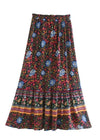 Boho mid-length Slared skirt with floral pattern