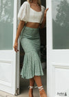 Boho Mid-length Skirt, slim and flared on the bottom