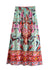 Boho Green maxi Skirt with pink floral print and Slits