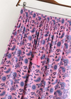 Pink Floral Boho maxi Skirt with Purple pattern