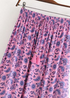 Pink Floral Boho maxi Skirt with Purple pattern