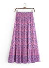 Pink Floral Boho maxi Skirt with Purple pattern