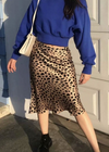 Retro Satin Boho midi skirts, leopard print