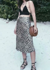 Retro Satin Boho midi skirts, leopard print