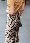 Retro Satin Boho midi skirts, leopard print