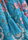 Blue Boho Chic Long Skirt with colorful floral pattern