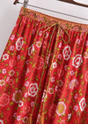 Red Boho Chic Long Skirt with colorful floral pattern