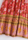 Red Boho Chic Long Skirt with colorful floral pattern