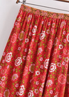 Red Boho Chic Long Skirt with colorful floral pattern