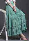 Long flared Boho skirt in solid color