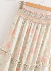 Long asymmetrical Beige Skirt Boho floral pattern