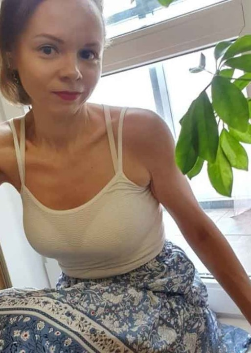 Boho mini wrap skirt, sky blue floral pattern with pompom