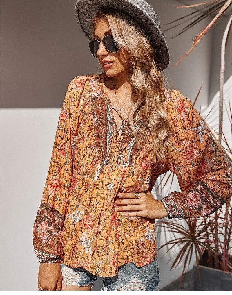 Boho Spring Orange Blouse