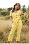 Boho Spring Pastel Yellow Jumpsuit